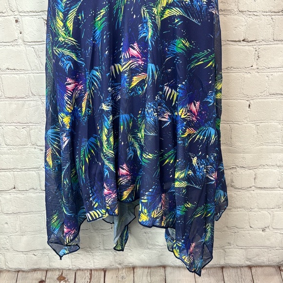 BloomChic Blue Tropical Ruched Handkerchief Hem Crisscross Swim Dress Plus Sz 1X - Picture 5 of 8